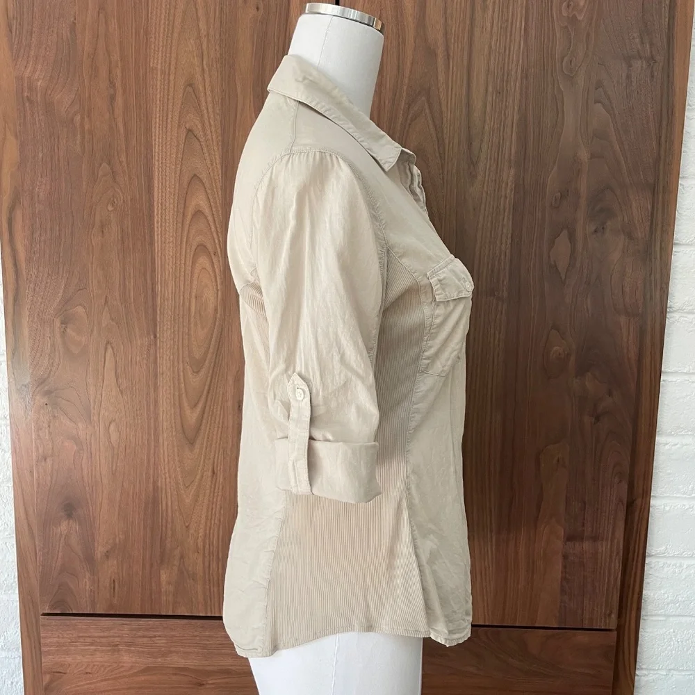 James Perse 3/4 sleeve Button Up Shirt Size 3 - Picture 5 of 7